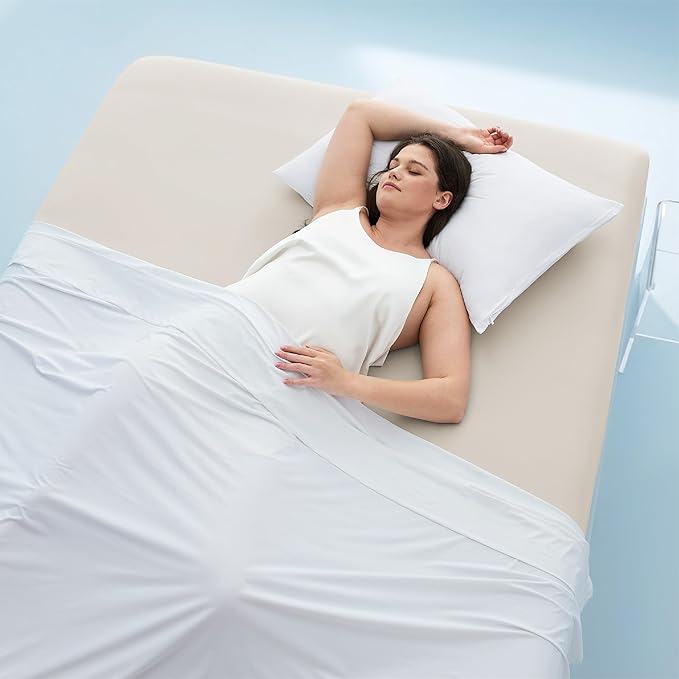 Bedsure Cooling Fitted Sheet King Size for Hot Sleeper, King Fitted Sheet Only with 360° Elastic Band, Q-Max 0.4, Temperature Regulation Bedding for Night Sweats, 16" Deep (up to 18"), Beige