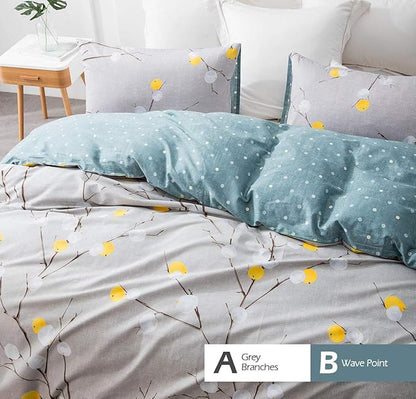 SLEEPBELLA Duvet Cover Set 600 Thread Count Cotton Bedding Set (Twin, Grey Branch)