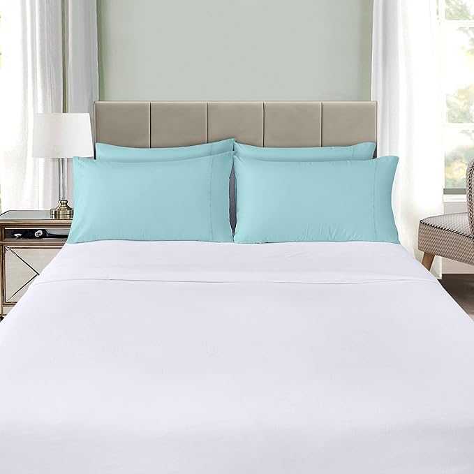 Utopia Bedding Queen Pillow Cases - 4 Pack - Envelope Closure - Soft Brushed Microfiber Fabric - Shrinkage and Fade Resistant Pillow Covers Queen Size 20 X 30 Inches (Queen, Spa Blue)