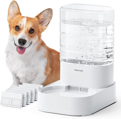 Gravity Dog Water Bowl Dispenser with 6 pcs Filters 1 Gallon/3.78L Automatic Pet Water Dispenser for Dogs Gravity Water Bowl for Cats