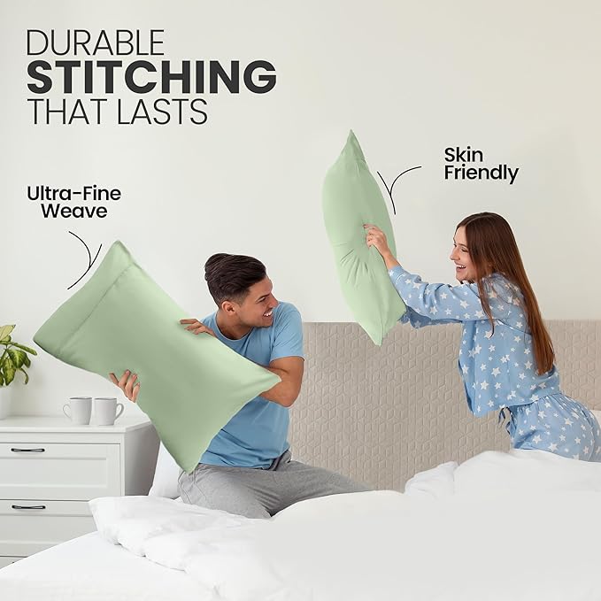 Utopia Bedding King Pillow Cases - 2 Pack - Envelope Closure - Soft Brushed Microfiber Fabric - Shrinkage and Fade Resistant Pillow Covers King Size 20 X 40 Inches (King, Sage)