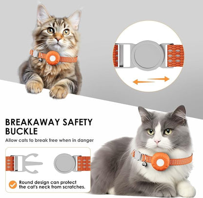 GPS Tracker for Cats, Cat GPS Tracker Compatible with Apple Find My App (Only iOS), Real-Time Location, Territory & Location History | Up to 5-Day Battery | Breakaway Collar Included (Orange)