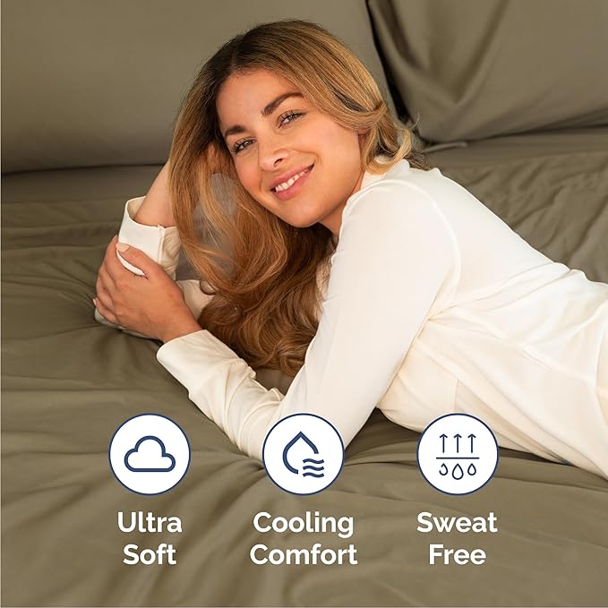 Cal King 6 Piece Sheet Set - Comfy Breathable & Cooling - Ultra-Soft Hotel Luxury Bedding Set with 8-16 Inch Deep Pockets - 1 Flat & 1 Fitted Sheet & 4 Pillowcases - Wrinkle Free & Easy Care - Khaki