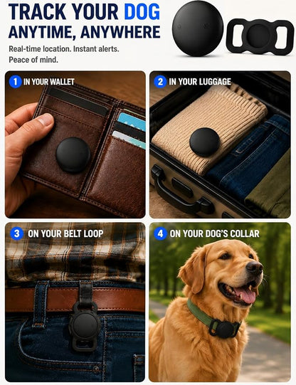 GPS Dog Tracker Collar (iOS & Android) - No Subscription Real-Time Tracking | Pet Smart Activity Finder Tag Works with Google Find Hub & Apple Find My App, Anti-Lost for Keys, Cat Kitten Items