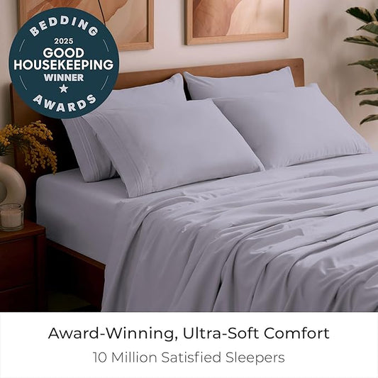 Mellanni Queen Sheet Set - 6-Piece Iconic Collection Bedding, (Including 4 Pillowcases), 16-Inch Deep Pocket, Easy Care, Extra Soft, Cooling Sheets, Brushed Microfiber - Lavender
