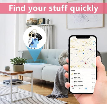 Leather Keychain Holder Case Compatible with AirTag,Cute Protective Cover with Keyring,Anti-Scratch Finder GPS Tracker Case for Wallet Keys,Bag,Pets,Backpack(Blue Horse)