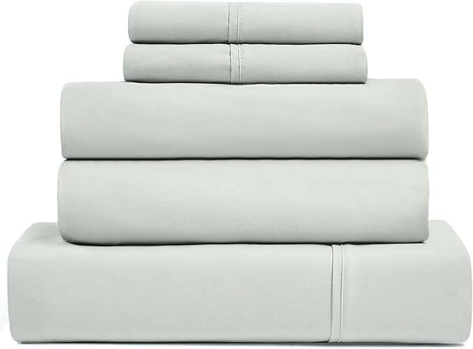UGG Hedi Split King Sheet Set 5-Piece Luxury Cooling Sheets Deep Pockets Premium Bedding with 2 Shams Hypoallergenic Machine Washable Soft Lightweight Set for Adjustable Bed, Split King, Mineral Green