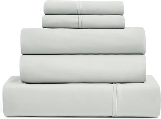 UGG Hedi Split King Sheet Set 5-Piece Luxury Cooling Sheets Deep Pockets Premium Bedding with 2 Shams Hypoallergenic Machine Washable Soft Lightweight Set for Adjustable Bed, Split King, Mineral Green