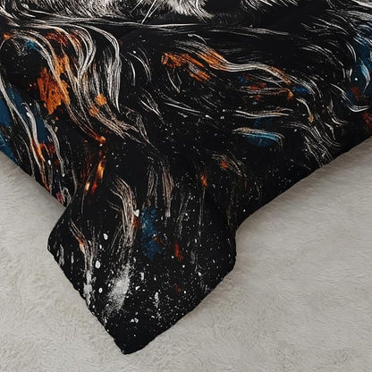 Galaxy Lion Comforter Set Twin Sun and Moon Bedding Sets 3PCS for Kids Teen Adult Room Decor Ultra-Soft Lightweight Microfiber 1 Comforter with 2 Pillowcases