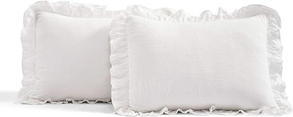 Lush Decor Ruffle Skirt Bedspread Set - 3-Piece Luxurious Farmhouse Bedding - Elegant Ruffle Detail - Timeless Style - Soft Lightweight Sheets - King, White