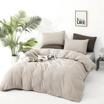 Houseri King Comforter Set - Beige, Cream King Size, 3 Pieces - Light Taupe, Khaki, Soft Bedding - All Season Gift Choice - Elegant, Lightweight, Fluffy - Light Brown, Solid Oatmeal Bed Quilt - Comfy