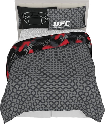 UFC Fight Night Bedding Set, Queen Size 7 Piece Set Super Soft Cozy Reversible Comforter and Sheet Set with Sham, (100% Officially Licensed Product) by Franco