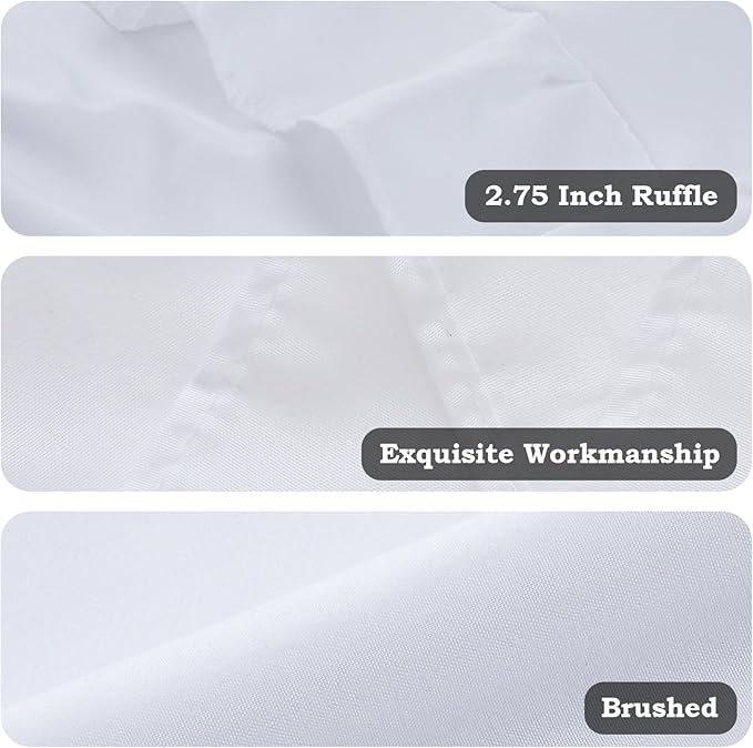Ruffled Body Pillow Pillowcases Set of 2 – Soft Wrinkle Resistant Brushed Microfiber Body Pillowcases –Envelope Pillow Shams Festive Gift for Hotels, Guest Rooms 20x54 Inch (White)