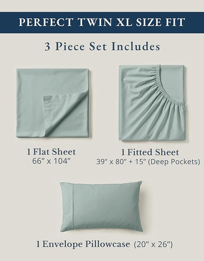 LANE LINEN 100% Organic Cotton Bed Sheets Extra Long Twin, Soft & Comfy Fully Elasticized Percale Perfect for Hospital Bed & Dorm Room, Low Pilling Machine Washable Twin XL Sheet- French Blue