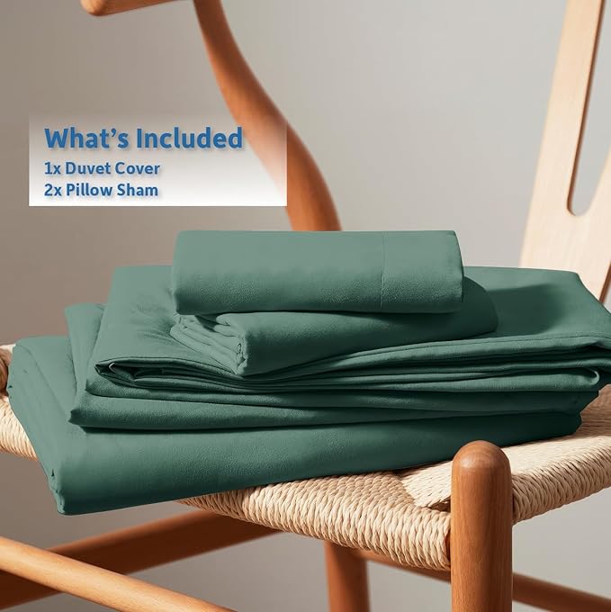 Nestl Forest Green California King Duvet Cover Sets - Soft Double Brushed Cal King Duvet Cover, 3 Piece, with Button Closure, 1 Duvet Cover 104x98 inches and 2 Pillow Shams