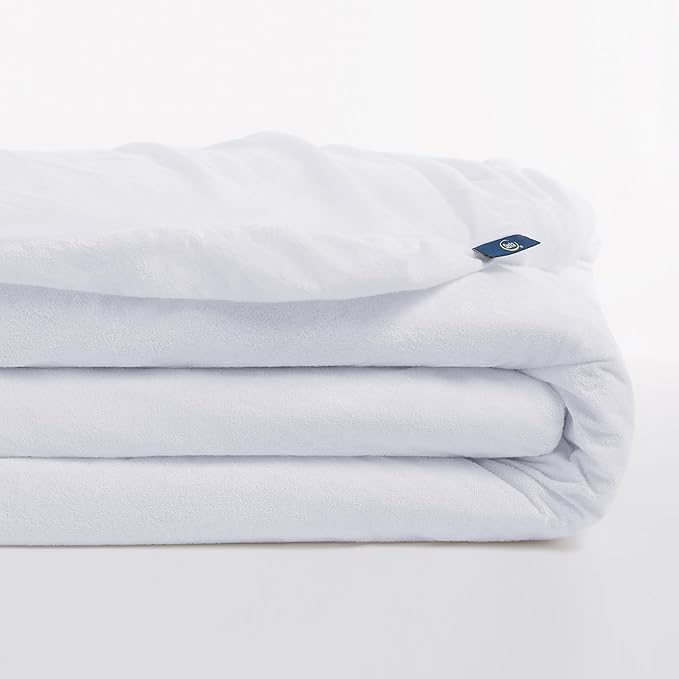 Serta Soft Top Mattress Cover, 39" x 75" Odor-Preventing and Stain-Resistant Waterproof Mattress Protector, 18" Elastic Deep Pocket for Secure Fit, Twin Mattress Pad, White