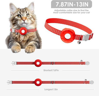 GPS Tracker for Cats-No Monthly Fee Cat Tracker,Compatible with Apple Find My App (Only iOS), Waterproof Pet Tracker,Real-Time Cat Collar for Pets,Kids,Luggage & Assets | 367-Day Battery Life|(Red)