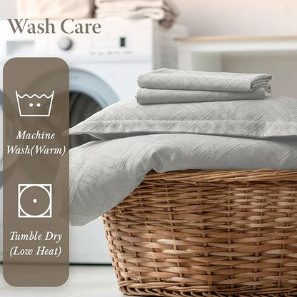 Threadmill Twin Sheets for Twin Mattress | 800 Thread Count Jacquard Celine Light Grey Sheet | 100% Cotton 3 Piece Bed Sheets | Extra Long Staple Cotton | Cotton Sheets with Elasticized Deep Pocket
