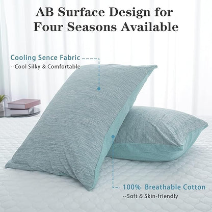 CHOSHOME Cooling Pillow Cases Zipper Pillow Covers Q-Max > 0.45 Zippered Pillowcases for Hot Sleepers, Soft, Breathable, Skin-Friendly, 2 Pack (Queen, 20"x30", Green)