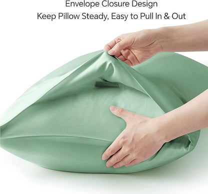 BEDELITE Body Pillow Case Cover, Rayon Made from Bamboo, Cooling Body Pillow Cover for Hot Sleepers and Night Sweats, Breathable & Silky Soft Full Long Pillow Case (Mint Green, 20x54 Inches)