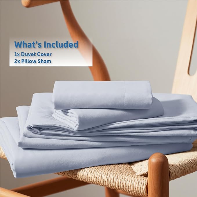 Nestl Ice Blue California King Duvet Cover Sets - Soft Double Brushed Cal King Duvet Cover, 3 Piece, with Button Closure, 1 Duvet Cover 104x98 inches and 2 Pillow Shams