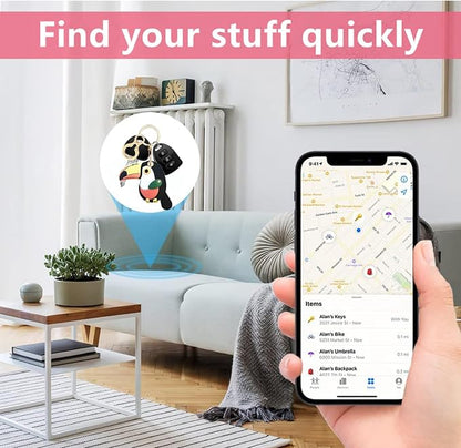 Leather Keychain Holder Case Compatible with AirTag,Cute Protective Cover with Keyring,Anti-Scratch Finder GPS Tracker Case for Wallet Keys,Bag,Pets,Backpack(Toucan)