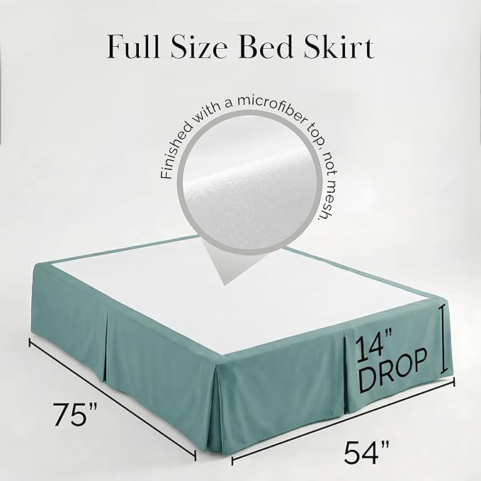 Southshore Fine Living, Inc. Full Size Bed Skirt, 14-Inch Drop Pleated Bed Skirt for Full Mattress, Dust Ruffle for Full Size Bed, Steel Blue (Teal)