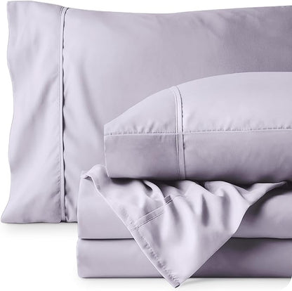 Bare Home Twin XL Sheet Set - 1800 Ultra-Soft Microfiber Twin Extra Long Bed Sheets - Double Brushed - Deep Pockets - Easy Fit - 3 Piece Set - Bedding Sheets & Pillowcases (Twin XL, Light Lavender)