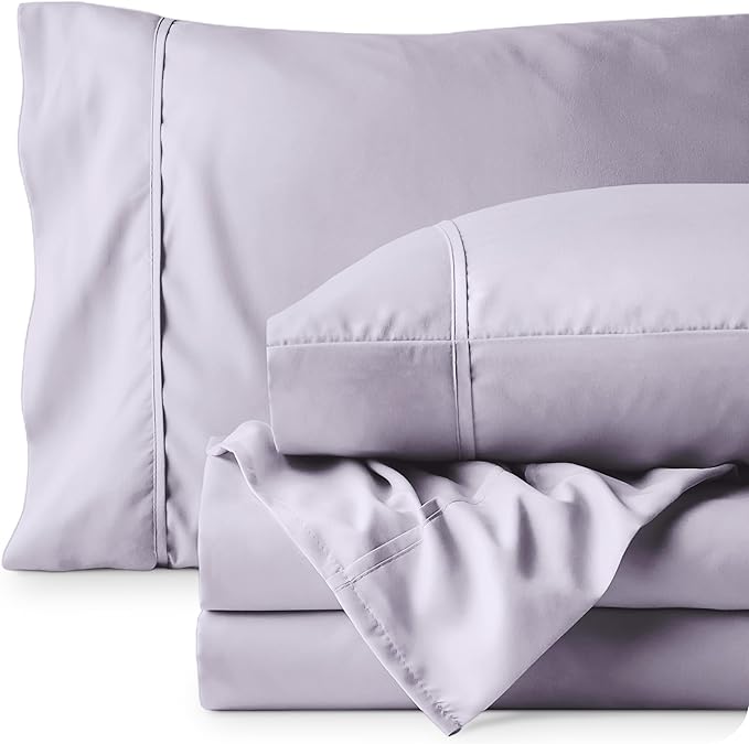 Bare Home King Sheet Set - 1800 Ultra-Soft Microfiber King Bed Sheets - Double Brushed - Deep Pockets - Easy Fit - 4 Piece Set - Bedding Sheets & Pillowcases (King, Light Lavender)
