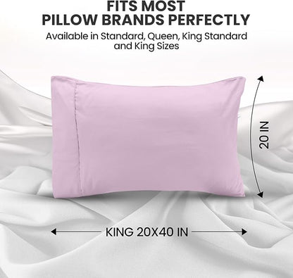 Utopia Bedding King Pillow Cases - 2 Pack - Envelope Closure - Soft Brushed Microfiber Fabric - Shrinkage and Fade Resistant Pillow Covers King Size 20 X 40 Inches (King, Lavender)