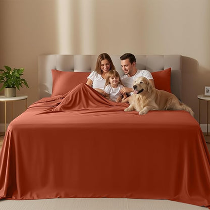 Utopia Bedding California King Size Sheet Set – 4 Piece Bed Sheets, Soft and Breathable Microfiber, Includes 1 Fitted Sheet, 1 Flat Sheet and 2 Pillowcases – OekoTex (Orange)