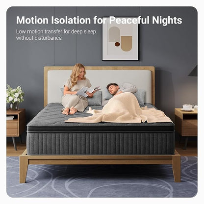 Avenco 10 Inch King Size Mattress, Hybrid Mattress with Smarts Coil™ Pocket Springs for Targeted Support and NanoGel™ Memory Foam for Cool Night Sleep & Motion Isolation, CertiPUR-US Certified