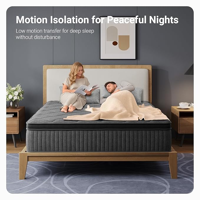 Avenco 10 Inch Cal King Size Mattress, Hybrid Mattress with Smarts Coil™ Pocket Springs for Targeted Support and NanoGel™ Memory Foam for Cool Night Sleep & Motion Isolation, CertiPUR-US Certified