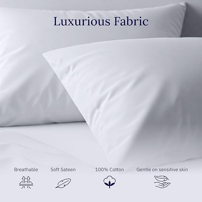 CALIFORNIA DESIGN DEN Luxuriously Soft Hotel Quality 600 Thread Count, 100% Cotton Set of 2 Cases, Crisp & Cool Standard Pillows Cases Set of 2 Fits Standard & Queen Pillows (Seafoam)