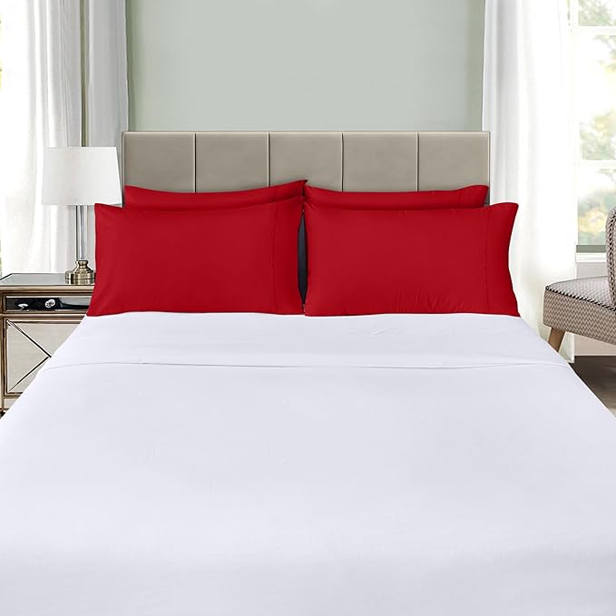 Utopia Bedding Queen Pillow Cases - 4 Pack - Envelope Closure - Soft Brushed Microfiber Fabric - Shrinkage and Fade Resistant Pillow Covers Queen Size 20 X 30 Inches (Queen, Red)