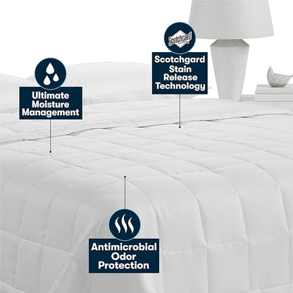 Serta Air Dry Down Alternative Bedding Blanket, Cooling and Breathable Performance Fabric, Full/Queen, Seaglass