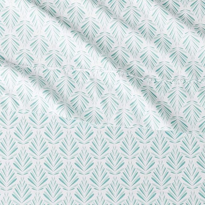 Amazon Basics Lightweight Super Soft Breathable Wrinkle-Free Microfiber 4-Piece Bed Sheet Set with 14" Deep Pockets, King, Aqua Fern, Printed