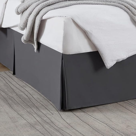 Nestl Dark Gray Bed Skirt Cal King Size - Cal King Bed Skirt 14 Inch Drop - Brushed Microfiber Bed Skirts - Hotel Quality Pleated Bed Skirt - Shrinkage & Fade Resistant