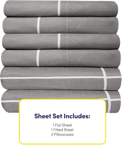 Twin Size Bed Sheets - 4 Piece 1500 Supreme Collection Fine Brushed Microfiber Deep Pocket Twin Sheet Set Bedding - 1 EXTRA PILLOW CASES, GREAT VALUE, Twin, Window Pane Gray