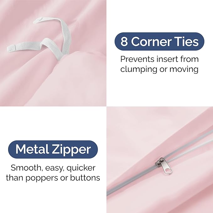 Duvet Cover Queen Size Set - Extra Soft Queen Duvet Cover 90" x 90" with 2 Pillow Shams - Hotel Luxury, Easy Care & Fade Free with Zipper Closures and Ties - Comfy, Cozy & Breathable (Lavender Pink)