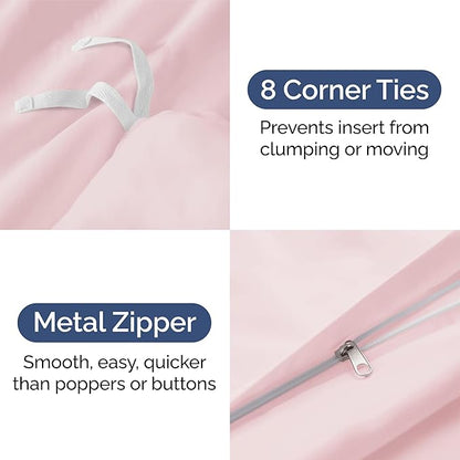 Duvet Cover Cal King Size Set - Extra Soft Cal King Duvet Cover 104" x 98" with 2 Pillow Shams - Hotel Luxury, Easy Care, Fade Free w/ Zipper Closures & Ties - Comfy, Cozy & Breathable (Lavender Pink)