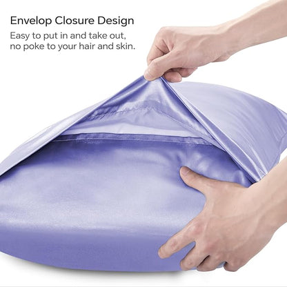 BEDELITE Satin Body Pillow Cover 2 Pack, Super Soft and Cooling Body Pillow Pillowcase for Hair and Skin, Breathable Silky Full Long Pillowcase Cover(20"x54", Lilac)
