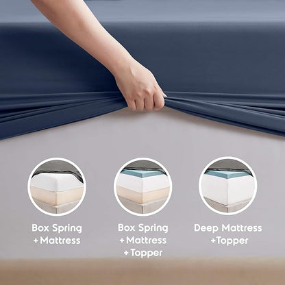 Nestl California King Sheet Set - 1800 Ultra-Soft Microfiber Cal King Bed Sheets - Double Brushed - Deep Pockets - Easy Fit - 4 Piece Set - Bed Sheets (California King, Navy Blue)