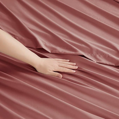 Clara Clark Bed Sheets, Premier 1800 Series Bed Sheet Set, Deep Pocket, Wrinkle, Fade, Stain Resistant, Luxury Soft Bedding Sheets & Pillowcases, Twin, Pink Clay