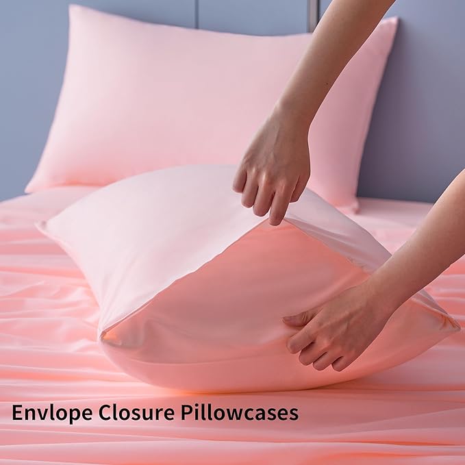 Best Season 4 Piece Bed Sheet Set (Queen,Blush Pink) 1 Flat Sheet,1 Fitted Sheet and 2 Pillow Cases,100% Brushed Microfiber 1800 Luxury Bedding,Deep Pockets,Extra Soft & Fade Resistant