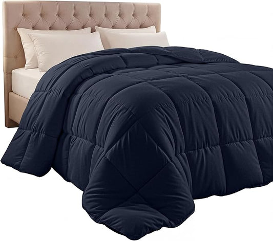 Utopia Bedding Comforter Duvet Insert, Quilted Comforter with Corner Tabs, Box Stitched Down Alternative Comforters Queen Size (Navy)