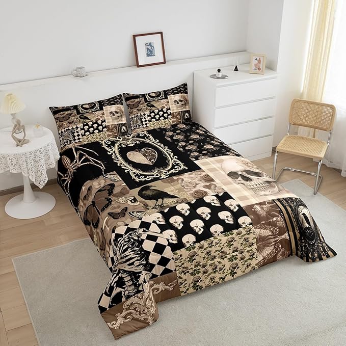 Fall Rustic Comforter Set Queen Size,Autumn Harvest Theme Bedding Sets for Kids Women Men Adult Room Decor,Countryside Farmhouse Quilt Set Vintage Oil Painting Art Duvet Insert,2 Pillowcases