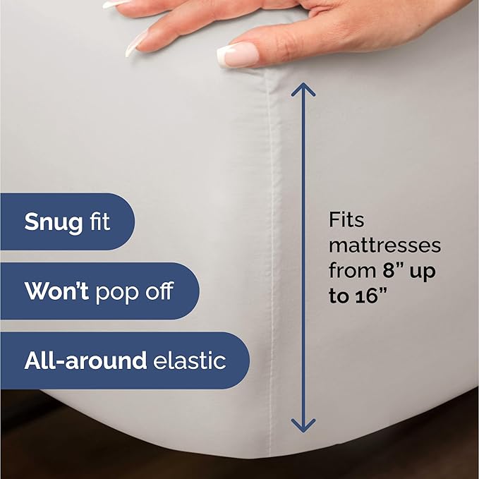 100% Rayon Derived From Bamboo - Bamboo Sheets Twin XL Size - Cooling Sheets for Twin XL - Soft, Breathable Hotel Luxury Bedding - 1 Flat & 1 Fitted & 1 Pillowcase w/ 16 Inch Deep Pockets - Light Grey