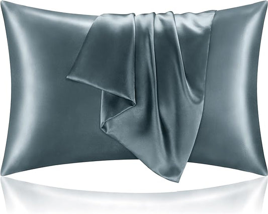 BEDELITE Satin Pillowcase for Hair and Skin, Super Soft and Cooling Similar to Silk Pillow Cases 2 Pack with Envelope Closure, Gift for Women Men(20"x40" King Size, Space Grey)