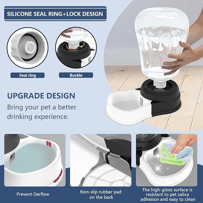 6 Liters Automatic Gravity Dog Water Dispenser, BPA- Free | Gravity Pet Water Bowl, No-Spill Cat Feeder for Large Dogs, BPA-Free & Easy Clean, Less Refills for Work Travel